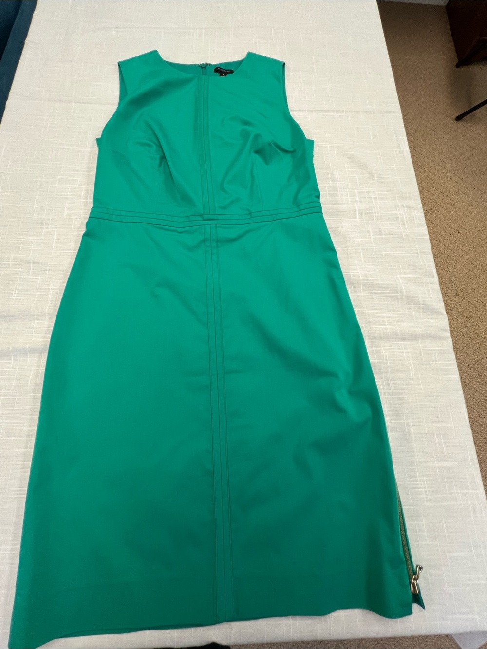 Green Sheath Dress With Side Zipper Detail